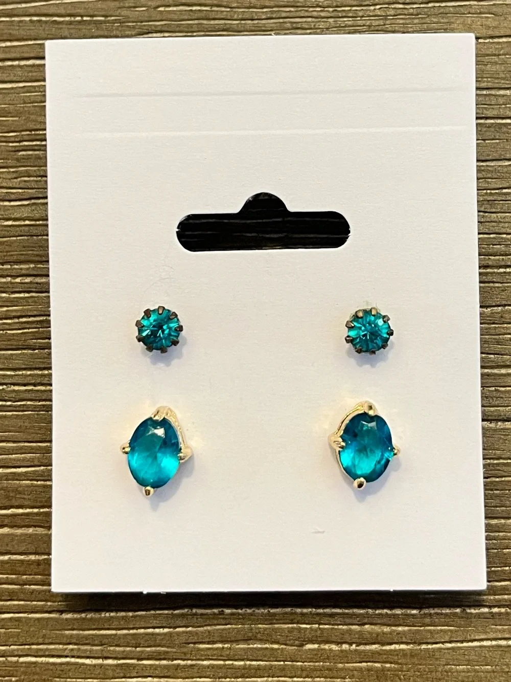 Gold-Setting Topaz Crystal Stud Earrings - Set of 2 Pairs- Luminous!